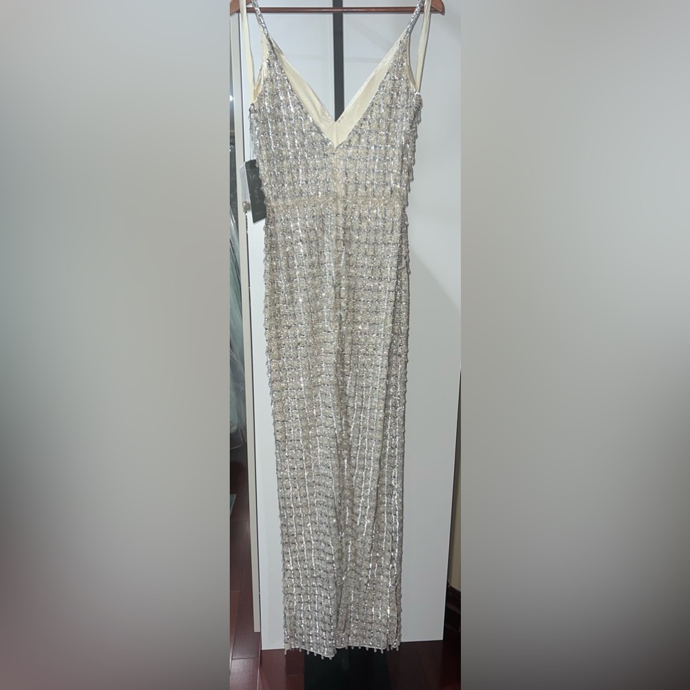 Geometric embellished crystal drop v neck long gown “the Chandelier dress” - Picture 11 of 11